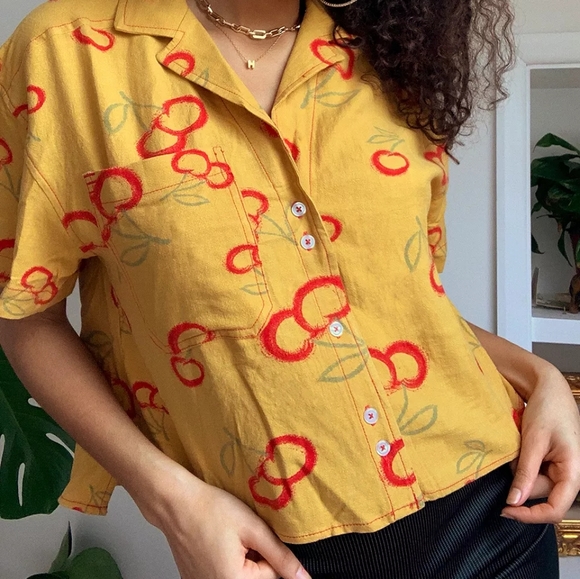 BDG Aiden Cherry Button-Through Shirt - Picture 6 of 7